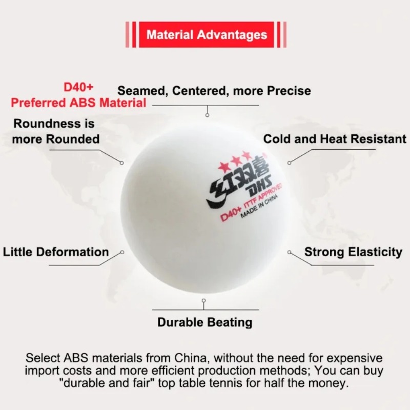 Bola Tenis Meja DHS Seamed D40 - Ping Pong Ball Set ulasan dan harga